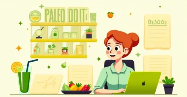 A nutritious Paleo Diet with salmon, avocado, leafy greens, and nuts, promoting brain health and sustained energy for enhanced productivity.