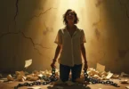 A person breaking a chain symbolizing freedom from bad habits, with motivational words like "discipline" and "positive change" in the background