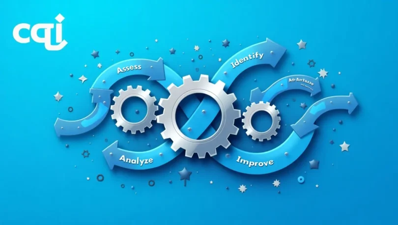 Continuous Quality Improvement concept with incremental progress and growth