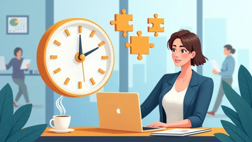 A person organizing their tasks with a time management strategy on a digital planner, using tools like calendars and to-do lists.