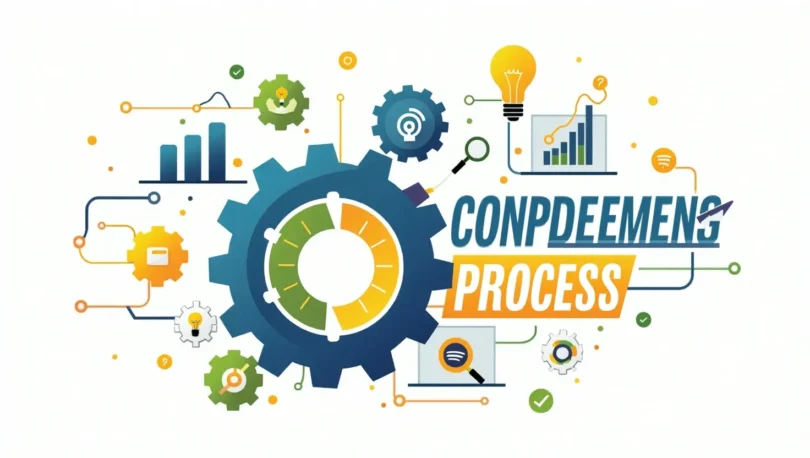 An illustration showing the Continuous Improvement Process, highlighting steps like planning, doing, checking, and acting in a circular cycle.