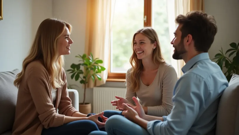 Couple receiving relationship counseling to improve communication and emotional connection.