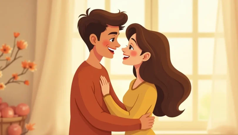 Couple showing affection with a loving hug as part of how to love your husband physically