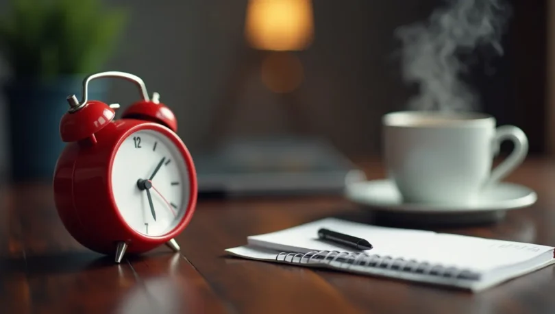 A Pomodoro Technique Timer on a desk, representing time management and productivity.