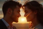 Two people sharing an intense gaze, symbolizing romantic chemistry and emotional connection.