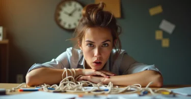 Stop procrastinating – a person breaking free from distractions and focusing on work with determination.