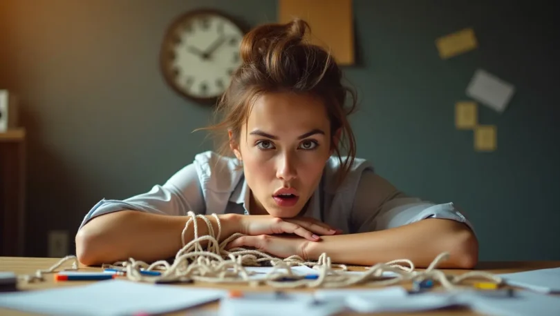 Stop procrastinating – a person breaking free from distractions and focusing on work with determination.