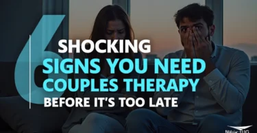 Couple sitting apart looking stressed during an argument, symbolizing relationship problems and the need for couples therapy.