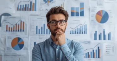 Critical thinking concept with a person analyzing information and making smart decisions using logic and problem-solving skills