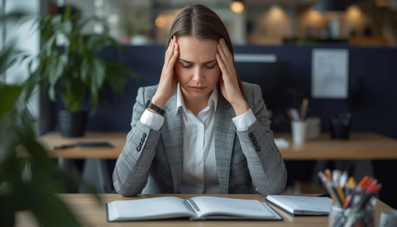 Busy professional job stress management at work using mindfulness, planning tasks, and maintaining work-life balance