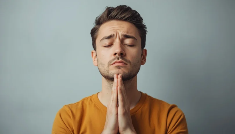 Person practicing calm breathing and mindfulness to learn how to not react emotionally during a stressful conversation.
