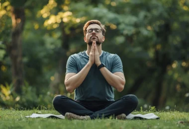 Person sitting quietly in nature practicing deep breathing to recover from emotional flooding and feeling emotionally overloaded.