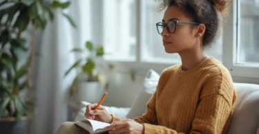 Person practicing mindfulness and healthy habits to build mental strength, emotional resilience, confidence, and self-discipline.