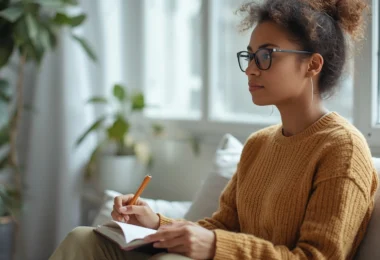 Person practicing mindfulness and healthy habits to build mental strength, emotional resilience, confidence, and self-discipline.
