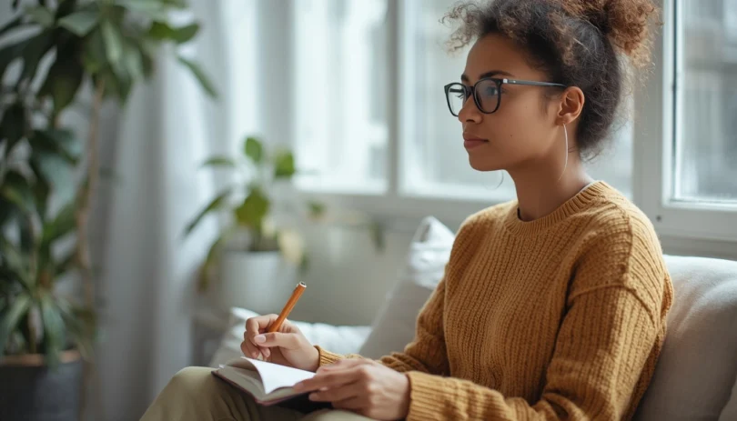Person practicing mindfulness and healthy habits to build mental strength, emotional resilience, confidence, and self-discipline.