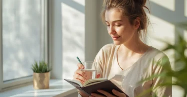 Woman following healthy morning habits to feel more confident and productive.