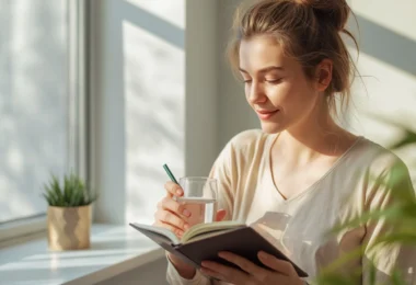 Woman following healthy morning habits to feel more confident and productive.