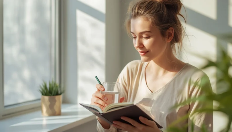 Woman following healthy morning habits to feel more confident and productive.