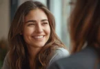 Emotionally attractive woman showing calm confidence and emotional intelligence