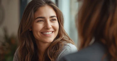 Emotionally attractive woman showing calm confidence and emotional intelligence
