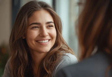 Emotionally attractive woman showing calm confidence and emotional intelligence