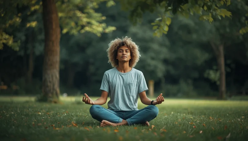 Person relaxing in a peaceful setting to recharge their social battery after a long day of social interactions and mental exhaustion.